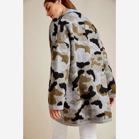 ANTHROPOLOGIE Vero Camo Cardigan Sweater Camouflage Pockets Gorpcore X-Small - Picture 9 of 15